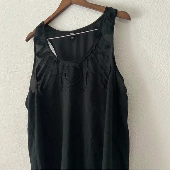 Blouse Stitched Texture Neckline Black Tank Racerback XXL Sleeveless - Picture 4 of 7